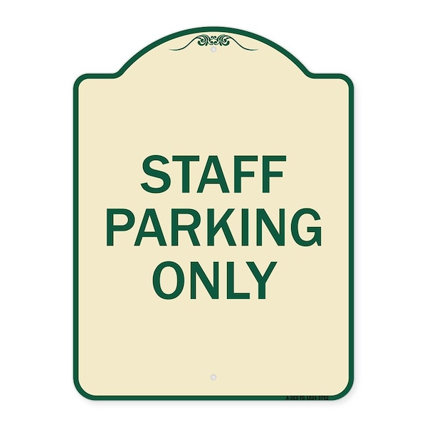 Signmission Designer Series-Staff Parking Only, Tan & Green Heavy-Gauge Aluminum, 24" x 18", TG-1824-9752 A-DES-TG-1824-9752 - main